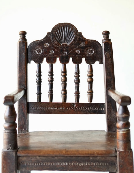 17th Century Carved Shell Wainscot Chair