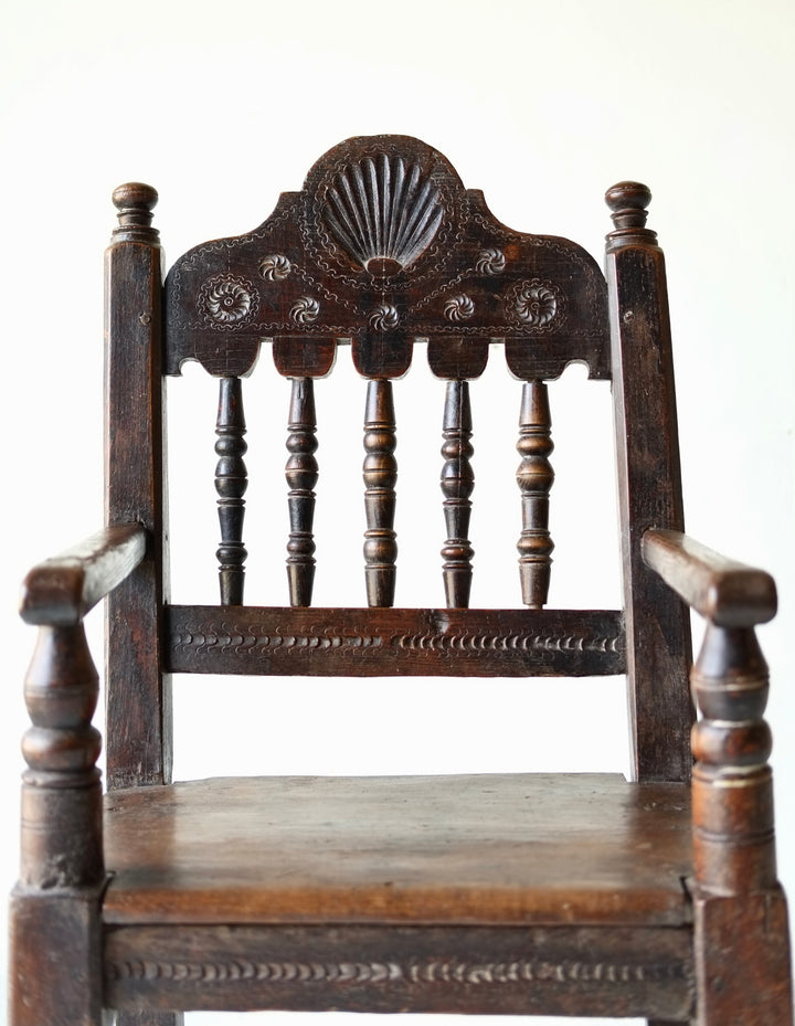 17th Century Carved Shell Wainscot Chair