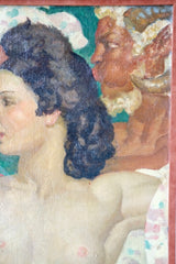 Émile Aubry(1880-1964) ,Woman Among Satyrs, Oil on canvas
