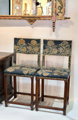 Pair of 17th Century Walnut Upholstered Side Chairs, France