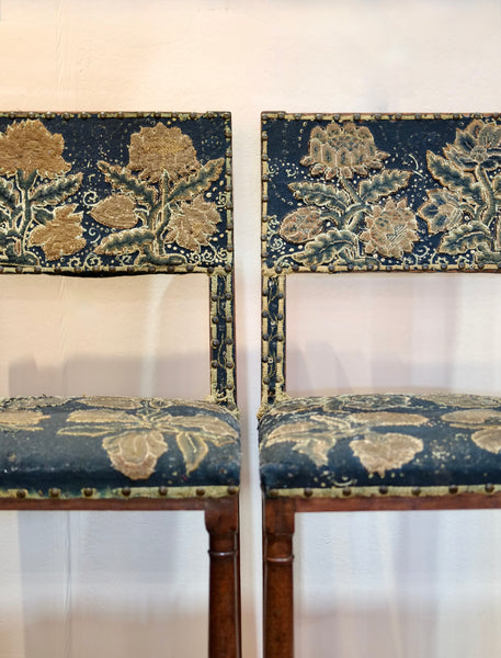 Pair of 17th Century Walnut Upholstered Side Chairs, France