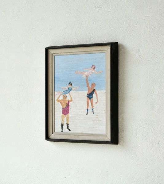 Fred Yates (1922-2008), Strongmen, Oil On Board