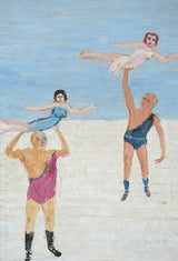 Fred Yates (1922-2008), Strongmen, Oil On Board