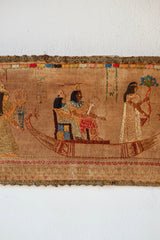 Egyptian Revival Embroidery on Linen, Circa 1930's