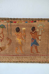 Egyptian Revival Embroidery on Linen, Circa 1930's