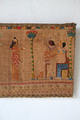 Egyptian Revival Embroidery on Linen, Circa 1930's