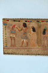 Egyptian Revival Embroidery on Linen, Circa 1930's