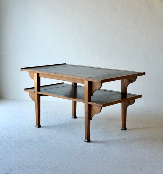 Italian Oak & Leather Extending Library Table, Circa 1900