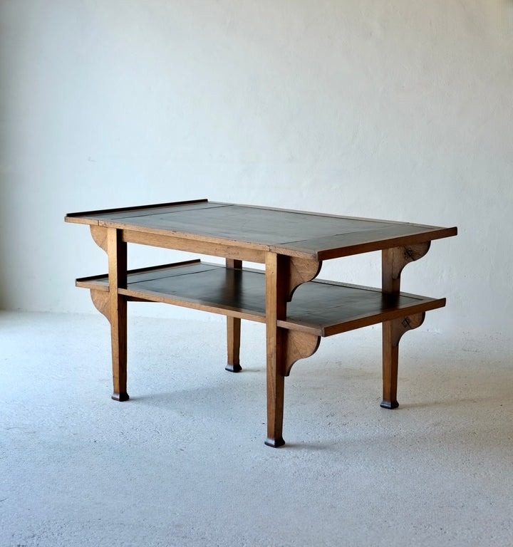 Italian Liberty Oak Extending Library Table, Circa 1900