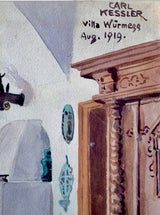 Carl Kessler (1876–1968), Interior of Villa Würmegg, August 1919, Watercolour