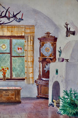 Carl Kessler (1876–1968), Interior of Villa Würmegg, August 1919, Watercolour