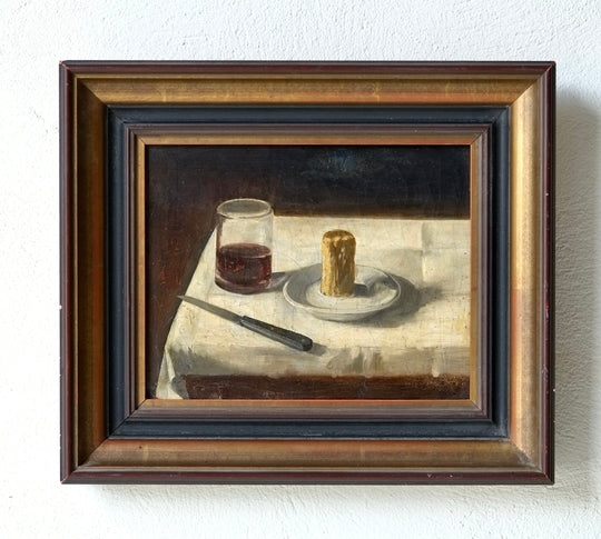 French School Still Life with a Wine Glass, Candle and Knife