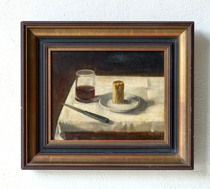 French School Still Life with a Wine Glass, Candle and Knife