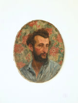 French School Portrait of a Man with a Floral Background