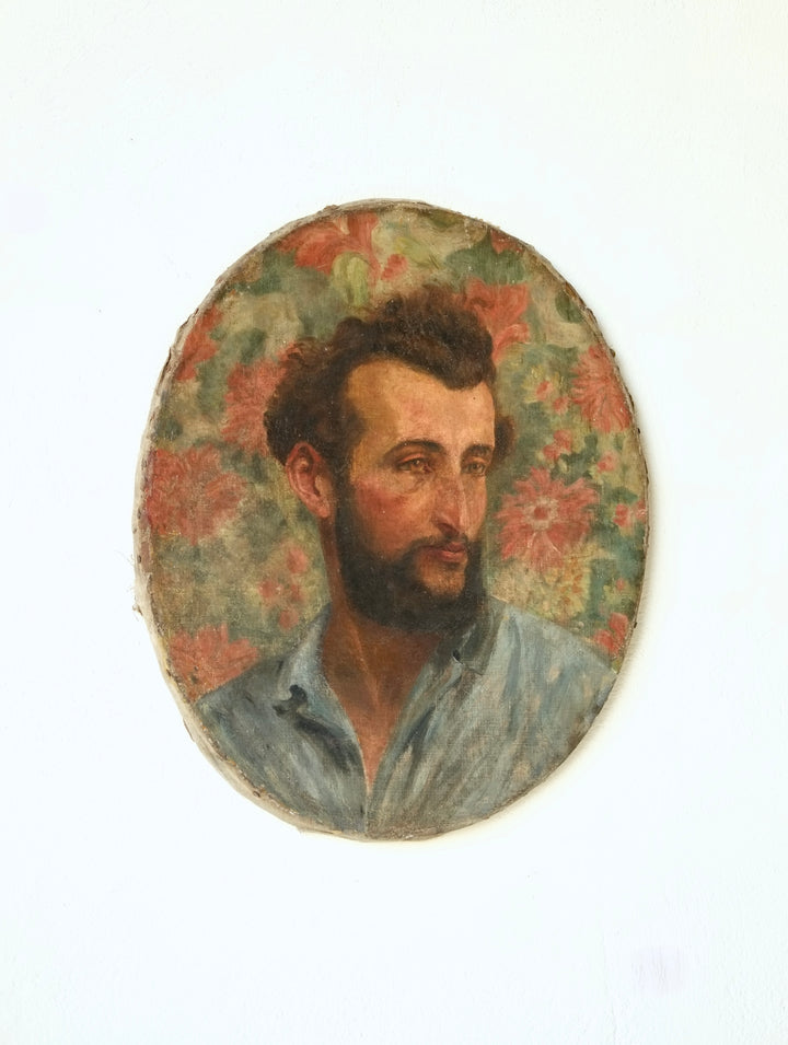 French School Portrait of a Man with a Floral Background