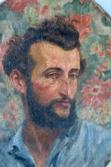 French School Portrait of a Man with a Floral Background