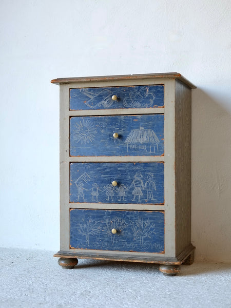 North German Folk Art Chest of Drawers