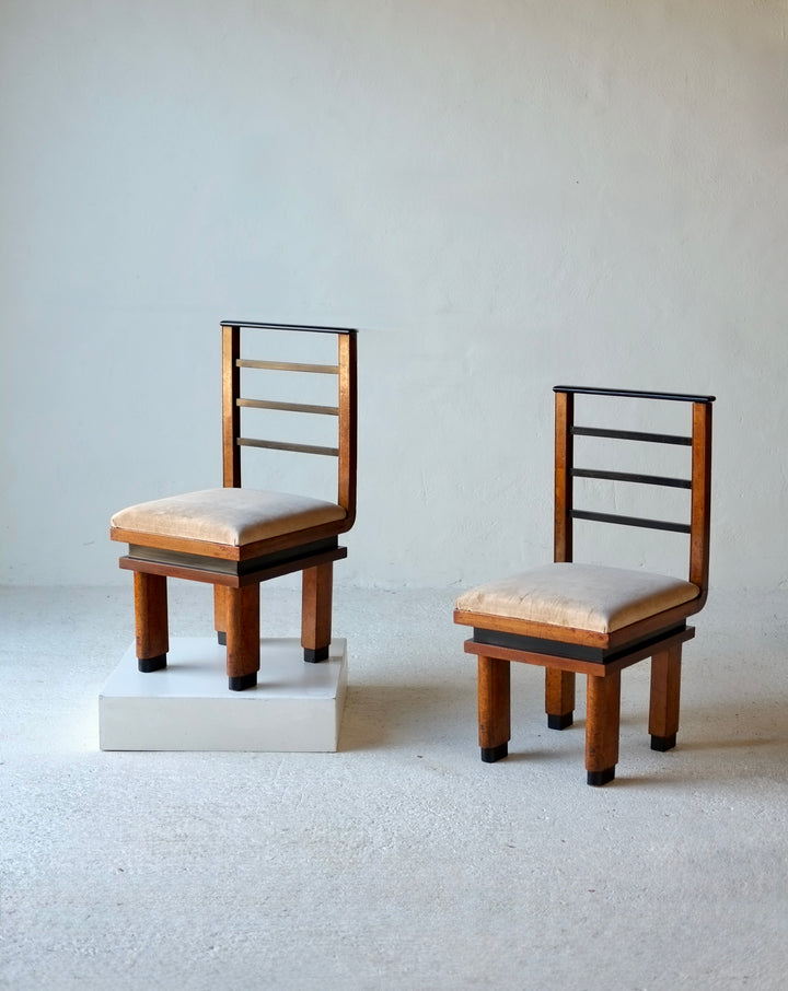 Pair of Italian Art Deco Chairs, Circa 1930's.