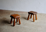 PAIR OF BRUTALIST STOOLS