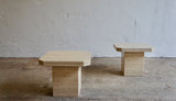 PAIR OF TRAVERTINE SIDE TABLES
