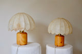 Pair Of Italian Pine & Lacquered Shade Table Lamps
