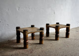 A PAIR OF AFRICAN HARDWOOD STOOLS
