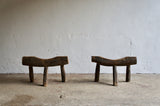 PAIR OF BRUTALIST FRENCH STOOLS / TRESTLES