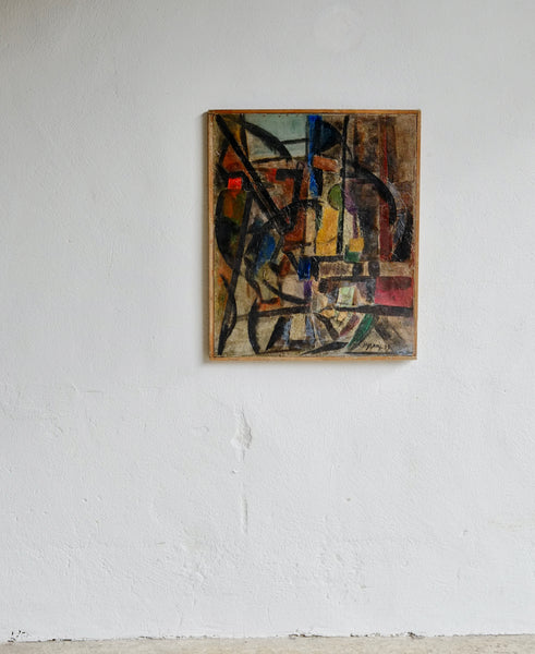 ABSTRACT OIL ON BOARD, HYAMAU, 1949