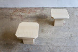 PAIR OF TRAVERTINE SIDE TABLES