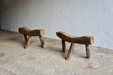 PAIR OF BRUTALIST FRENCH STOOLS / TRESTLES