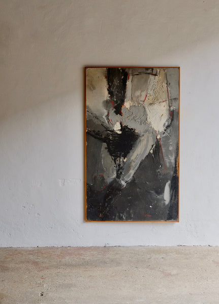 ABSTRACT OIL ON BOARD, DR GERALD MOORE (1926-2018)