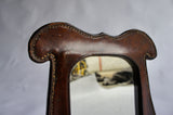 ANTIQUE LEATHER FRAMED CAMPAIGN MIRROR