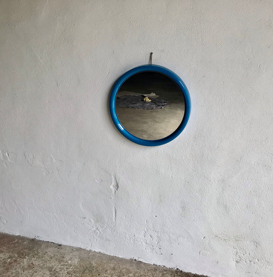1970'S BLUE CIRCULAR MIRROR