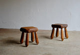 PAIR OF BRUTALIST STOOLS