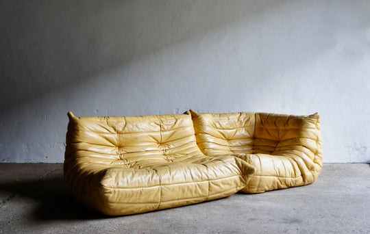 1980'S LIGNE ROSET LEATHER TOGO SOFA BY MICHEL DUCAROY