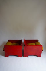 POLTRONOVO RED MODERNIST LOUNGE CHAIRS