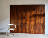 1960's Bookmatched Panelled Shelving System