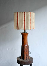 Natural Freeform Wood Lamp With Stitched Cotton Shade