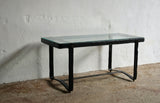 Black Leather Jacques Adnet Coffee Table