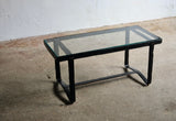 Black Leather Jacques Adnet Coffee Table