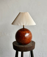 French Spherical Burl Wood Table Lamp