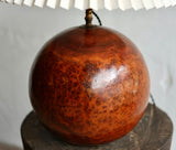 French Spherical Burl Wood Table Lamp