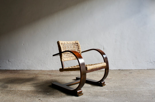 1940'S AUDOUX ET MINET ROPE ARMCHAIR