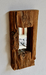 Brutalist Natural Wood Mirror