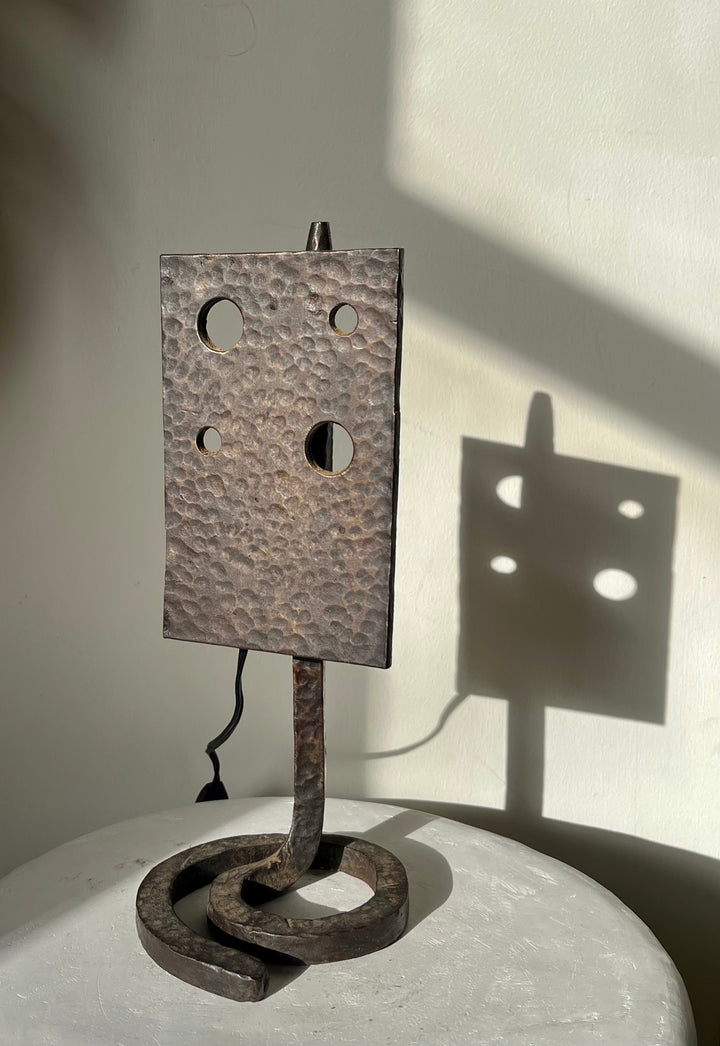 Brutalist Forged Iron French Lamp