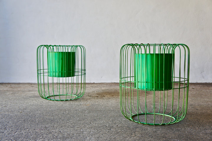 LARGE GREEN WIRE PLANT HOLDERS