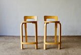 PAIR OF VINTAGE ALVAR AALTO K65 HIGH CHAIRS