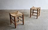 PAIR OF PERRIAND STYLE RUSH STOOLS