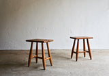 A PAIR OF FRENCH PERRIAND STYLE STOOLS